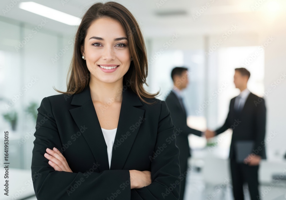 Confident professional woman leading business team in modern office Confident professional woman leading business team in modern office