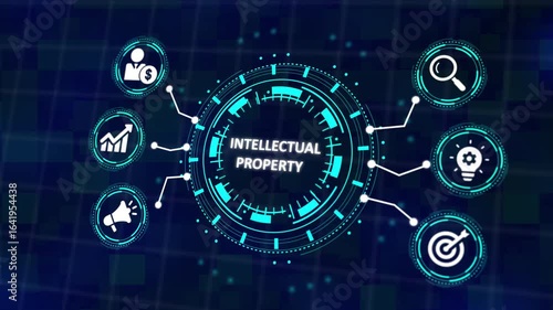 Intellectual Property Protection and Digital Rights Management for Innovative Business Growth and Creative Asset Security.  Business, technology, internet and networking concept.
