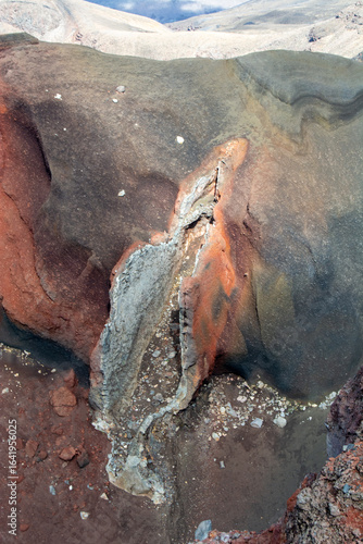Colorful Volcanic Rock Formation Aerial View