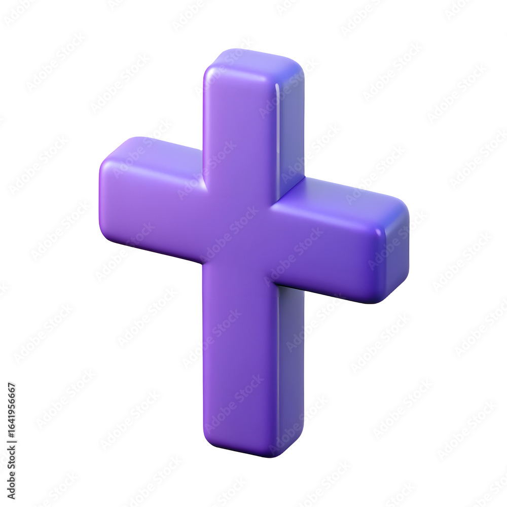 Obraz premium Glossy Purple Plus Sign Symbol on Black Background for Digital Design