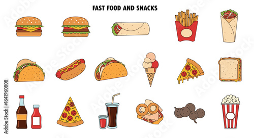 Delicious fast food and snacks assortment a culinary journey through popular treats