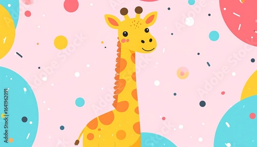 Cute giraffe illustration on pastel background