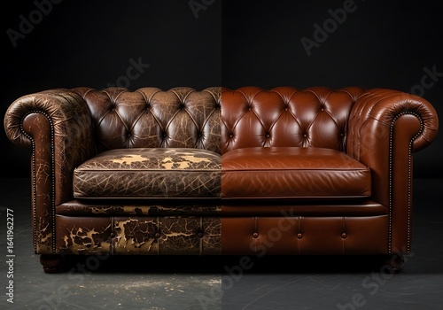 Leather sofa restoration before and after
