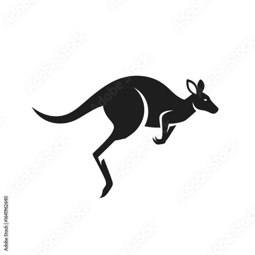 Kangaroo silhouette design minimalist black and white jumping animal wildlife graphic vector illustration high quality leaning silhouette australian wildlife