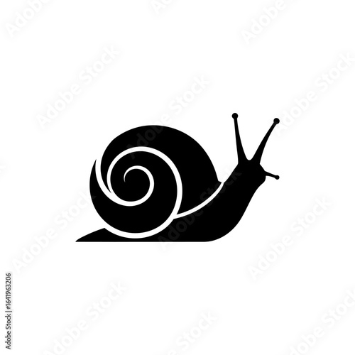 Simple black and white snail silhouette illustration