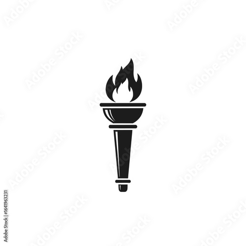 Simple black and white torch icon for symbolism education history or culture graphic design logo or symbol illustration