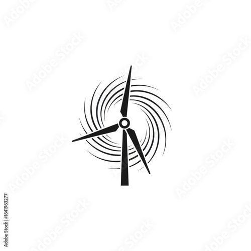 Simple black and white wind turbine icon vector graphic for environmental design renewable energy or clean power