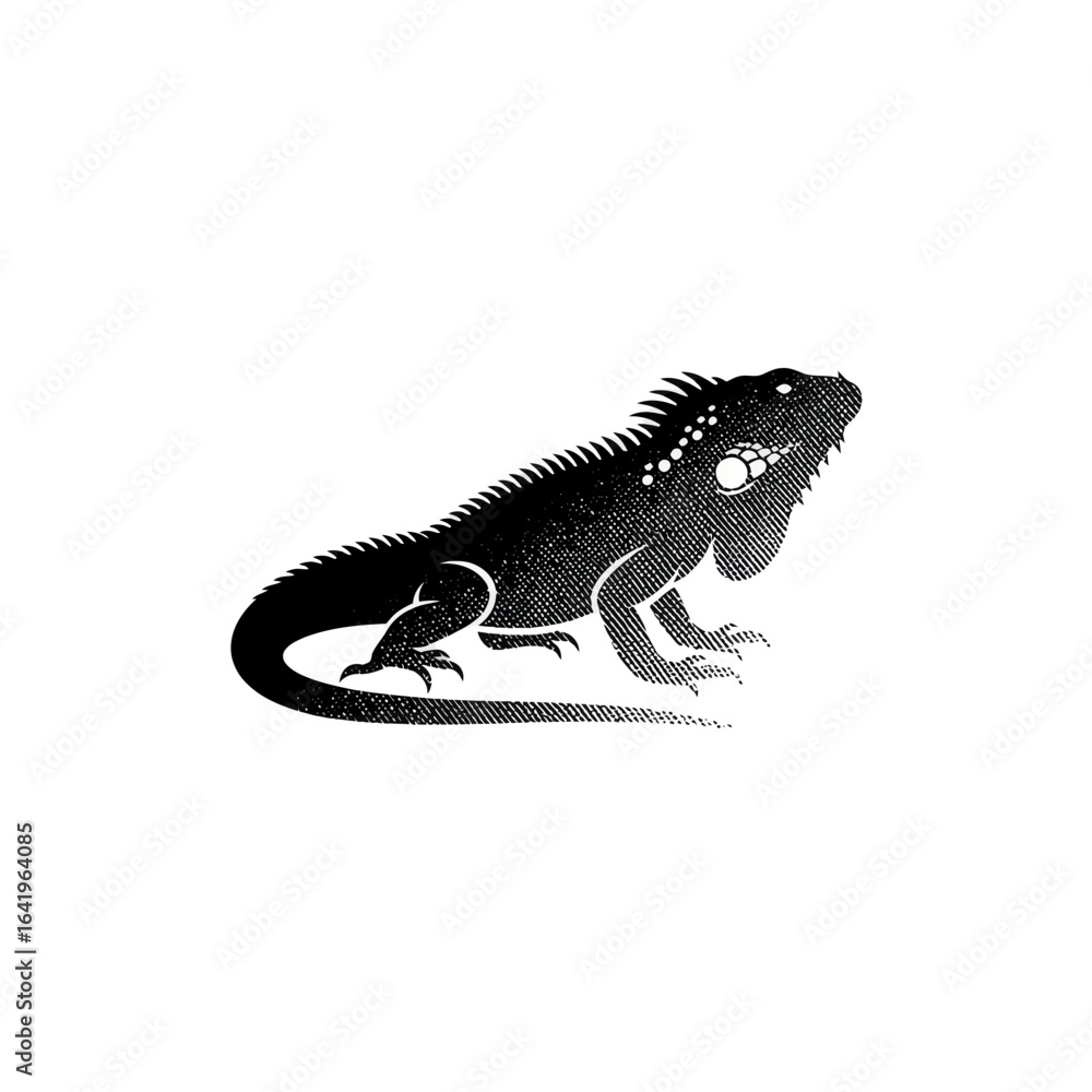Fototapeta premium Stylized black and white illustration of an iguana