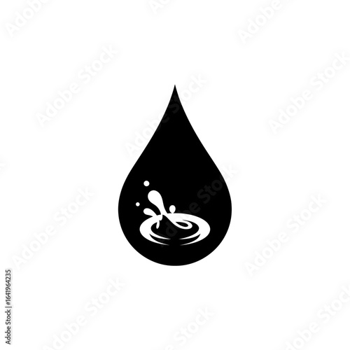 Water drop splash graphic design element simple black and white illustration logo icon