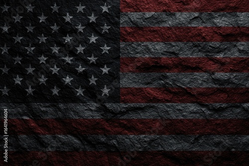 Wallpaper Mural American flag design overlaid on a dark, textured stone surface Torontodigital.ca