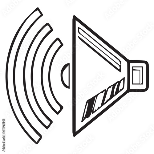 Stylized speaker icon emitting sound waves