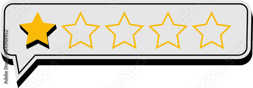 3D One Star Rating Icon Isolated on Transparent Background