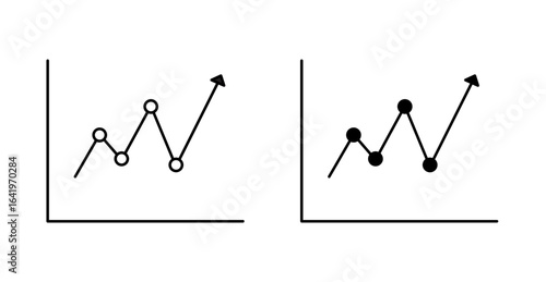  Line chart with data points and upward trend icon
