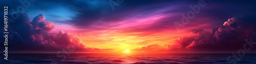 Beautiful ocean sunset wallpaper colorful clouds and sea landscape nature background for websites and blogs