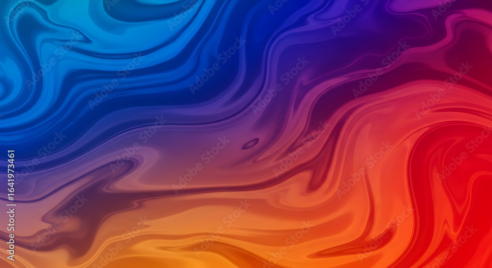 Obraz premium Vibrant Swirling Marbled Abstract Background in Blue Red and Orange