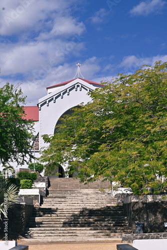 Saint-Gilles church from the harbor, Reunion Island