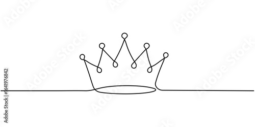 Royal Crown continuous line drawing. Simple king crown outline design concept. Vector illustration minimalist design hand drawn. Editable stroke