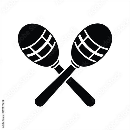 Crossed Maracas Musical Instrument Silhouette Vector Illustration