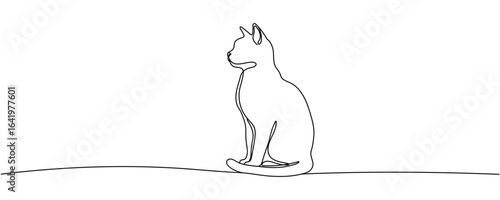Continuous one line drawing of a cat Editable stroke