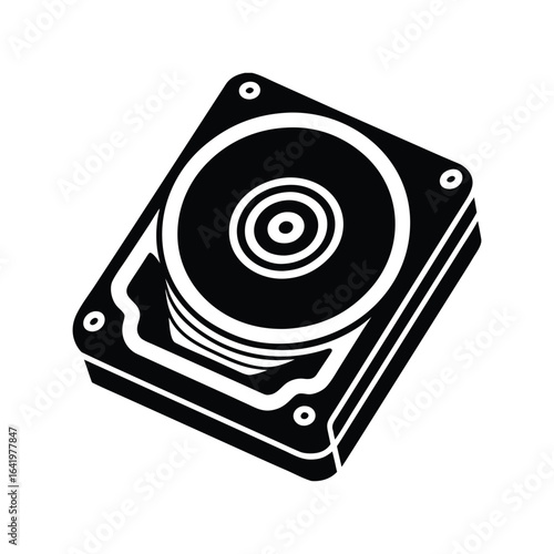 External Hard Drive Vector Art Silhouette Design