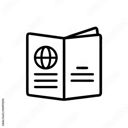 black passport icon, open, travel document clip art preview