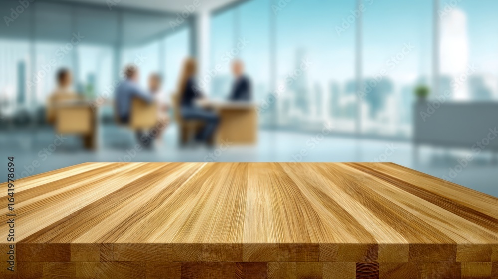 custom made wallpaper toronto digitalWood Tabletop with Blurred Modern Office Background, Perfect for Product Mockups and Business Presentations