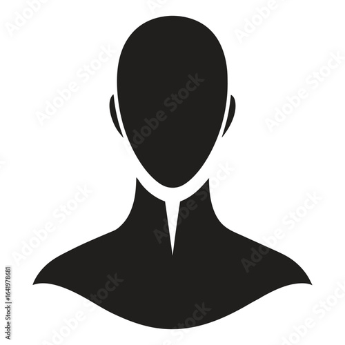 Vector Silhouette of Human Neck and Throat in Sleek Modern Style on White Background