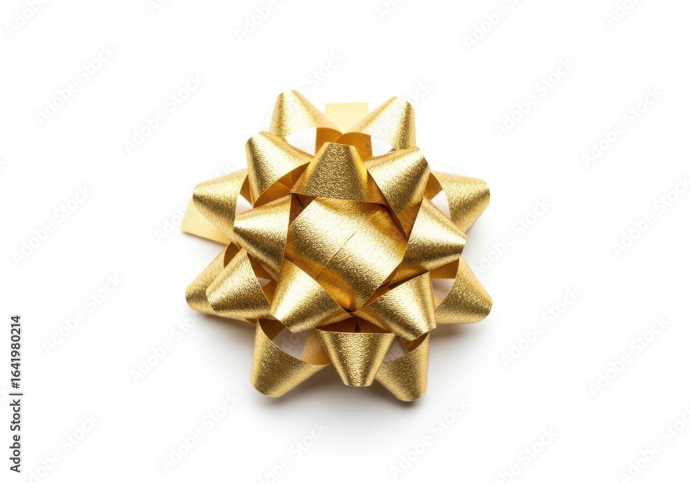 Shiny gold gift bow isolated on white background Shiny gold gift bow isolated on white background