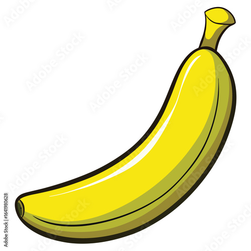 Yellow tropical banana fruit, ripe and fresh, isolated on a white or black background