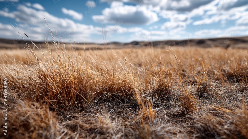 Fototapeta premium Close-up view of dry grass in a field.