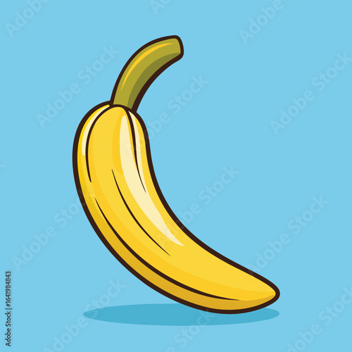 A healthy, fresh yellow banana with a peel isolated on a white background