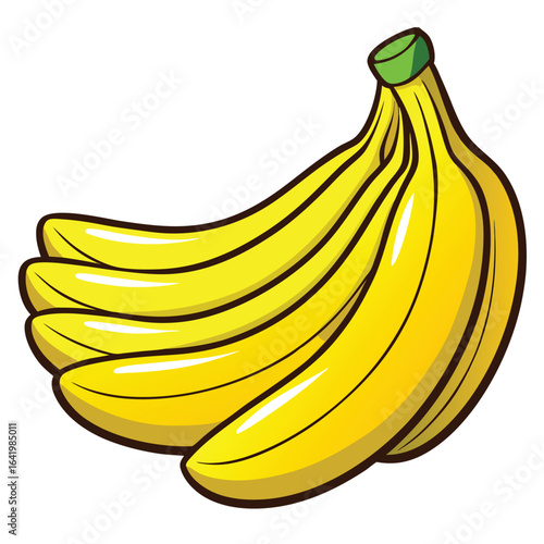 A ripe bunch of fresh yellow bananas isolated on a white background