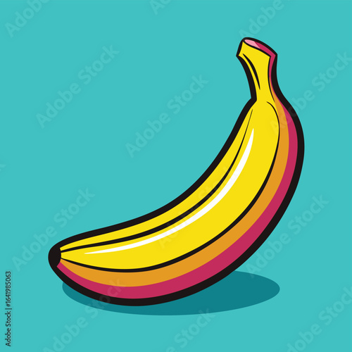 Vector illustration of a single ripe yellow banana with peel, isolated on a white background