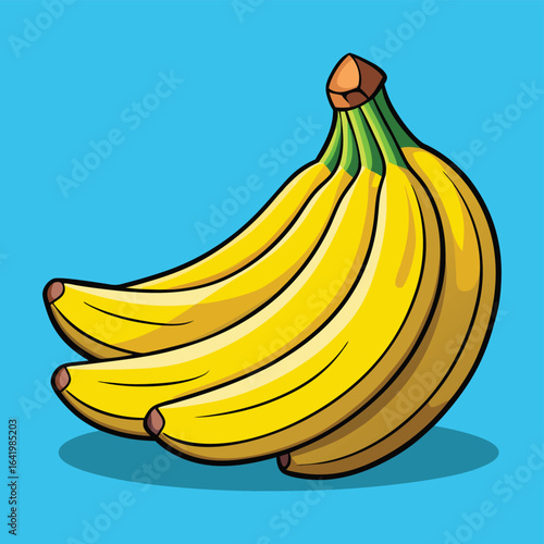 A ripe bunch of organic yellow bananas is a healthy tropical snack