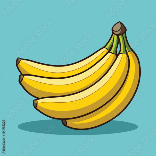 Vector illustration of a fresh, yellow bunch of bananas isolated on a white background for a healthy fruit snack
