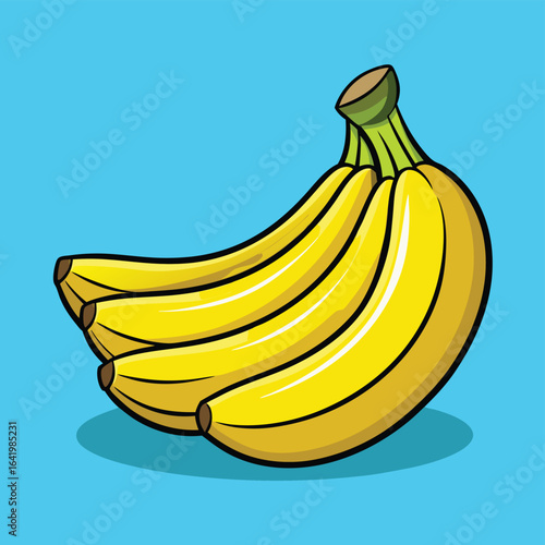 A bunch of ripe, yellow bananas on a white background, perfect for a healthy and fresh tropical snack