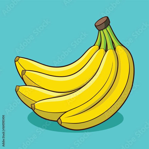 An isolated bunch of fresh, ripe bananas rests on a white background, a natural and healthy tropical fruit snack