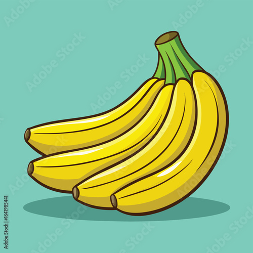 A healthy bunch of fresh yellow bananas is a ripe tropical snack on a white background