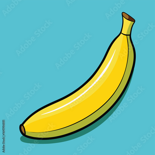 Single banana with peel, a ripe and fresh yellow tropical fruit isolated on a white background