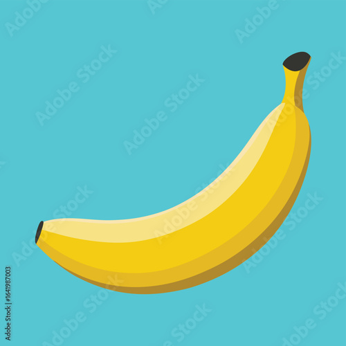 A fresh, ripe tropical yellow banana is a healthy organic snack on a white background