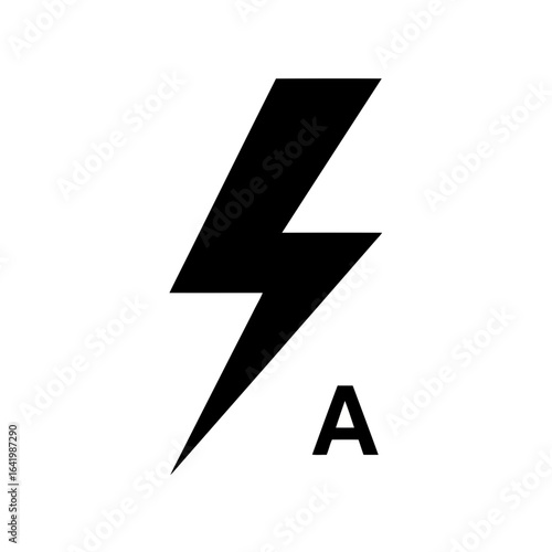 Free Download Black lightning bolt symbol with the letter a, isolated on white background vector icon - GFXLoad