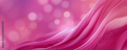Pink Shimmering Waved Bed Sheet Banner with Bokeh Dots