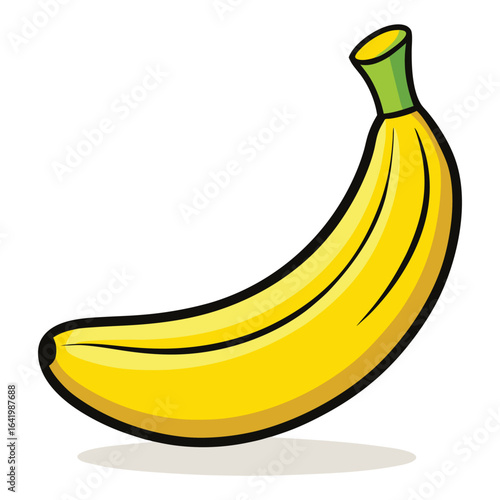 Yellow ripe banana isolated on a white background, a fresh healthy tropical fruit illustration