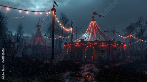 Creepy Abandoned Circus Tent Spooky Night