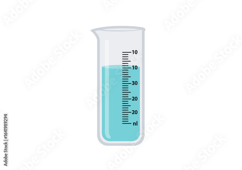 Graduated Cylinder with Blue Liquid for Scientific Measurement
