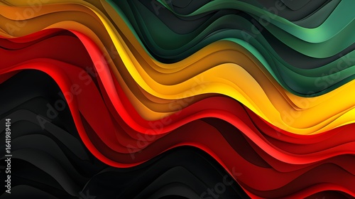 Dynamic Abstract Waves Red Yellow Green Black Pattern
