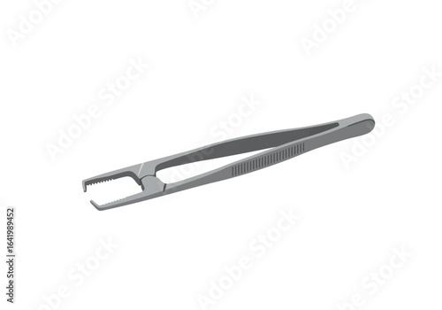 Gray Surgical Forceps with Serrated Jaws for Medical Procedures