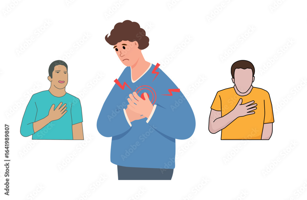 Obraz premium People experience chest pain. Health concerns, heart problems.