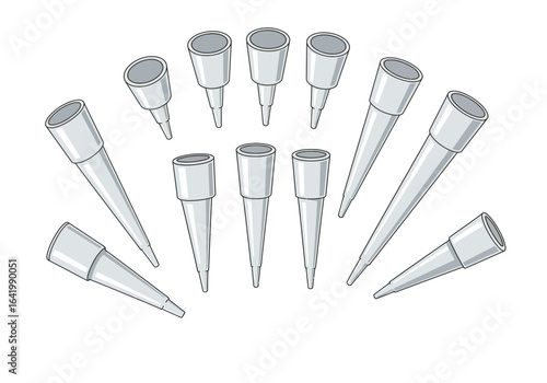 Group of Gray Plastic Micropipette Tips for Laboratory Use