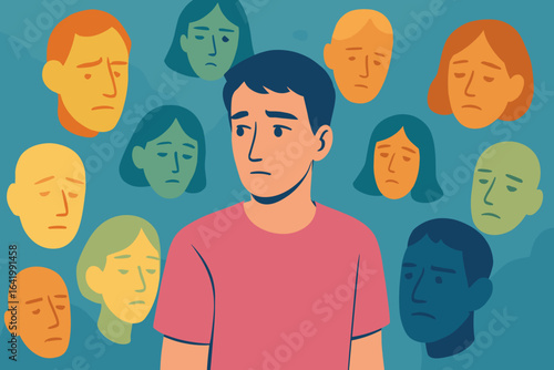Flat vector illustration representing the psychology of self acceptance